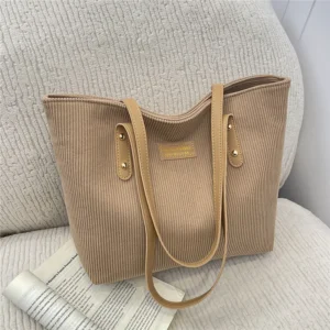 New Women Top Handle Bags Large Capacity Corduroy Shoulder Tote Bag for Work Comfortable and Versatile Texture Commuting Bag