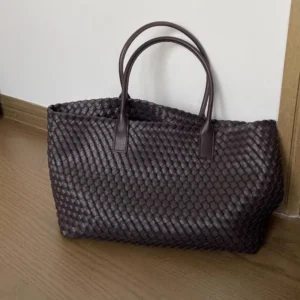 2025 Autumn/Winter New Fashion Big Bag Large Capacity Woven Bag Women'S Handbag Neutral Tote Bag Pu Shoulder Bag