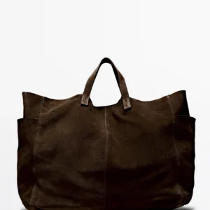 Ladies' large suede handbag, handbag, large-capacity soft-shoulder bag, suede tote bag, backpack bag, work handbag, travel winte