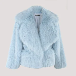 Nerazzurri Winter Short Loose Casual Hairy Soft Thick Warm Pink Faux Fur Coat Women with Big Collar and Pockets Fluffy Jacket
