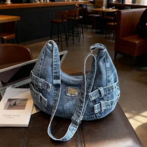 New Fashion Large Capacity Denim Crossbody Shoulder Bag for Women Casual Storage Bag Textured Casual and Versatile Coach Bag