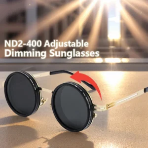 ND2-400 9 Level Adjustable Dimming Polarized Sunglasses Men Women Fishing Punk Round Glasses Driving Eyeglasses ND Filter