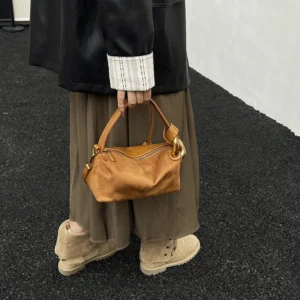 LEFTSIDE Women Small Faux Suede Shoulder Bag 2025 Winter Trend Retro Soft Crossbody Bag Luxury Designer Trend Simple Handbags