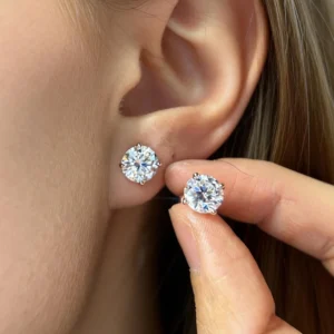 FEOBUR Sparkling 0.2-3ct D Color Moissanite Diamond Stud Earring RoseGold Color 925 Sterling Silver Women Party Jewelry Gifts