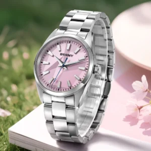 BERNY Quartz Women Watch Stereo Dial 39mm Watch 100m Waterproof 316L Stainless Steel Sapphire AR Coated Lens Watch For Ladies