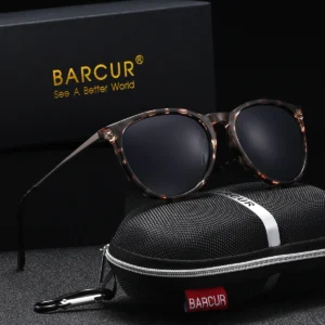 BARCUR Brand Design Fashionable Women Sunglasses Durable Plastic Titanium Frame UV400 Lens Retro Circular Polarized Sunglasses