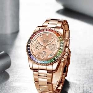 BIDEN Fashion Elegant Women's Watch Multi functional Waterproof Calendar Quartz Women's Clock Gift Box Selected Goods