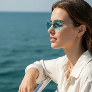 HBK Vintage Frameless Sunglasses Men Luxury Wave Cutting Metal Sun Glasses for Women Travel Shopping Shades Eyeglass UV400