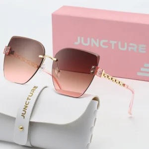 JUNCTURE Women Borderless Sunglasses Vintage Fashion Cat Eye Sun Glasses Gradient Lady Party Holiday Gifts Sunglasses for Women
