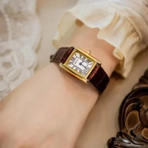 Rectangular Watch for Women Simple Retro Roman Leather Temperament Business Light Luxury Niche Ladies Watches Relógio Feminino
