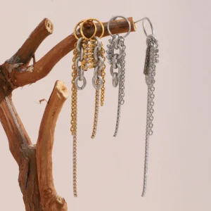 Hiphop Multi Chain Chunky Metal Tassels Dangle Earrings Small Circle Huggie Ear Hoop Sparkle Zircon Mix Color Statement Jewelry