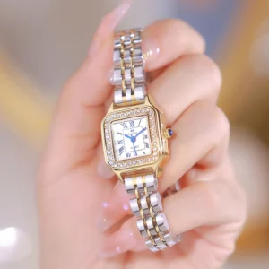 Women Watch Stainless Steel Square Small Clock Luxury High Quality Fashion Rhinestone Wrist Lady Watches For Women