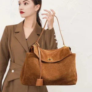 Autumn Winter Women's Suede genuine leather Bag Shoulder Handbag Large Capacity Single Tote Bag Handbag Luxury Designer Bags