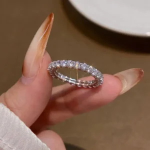 925 Sterling Silver Classic Simplicity Zircon Single Row Ring For Women Engagement Wedding Luxury High Quality Fine Jewelry