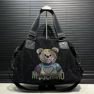 Ladies' fashionable diamond jewelry cute teddy bear handbag, large capacity, personalized, elegant, shiny shoulder bag
