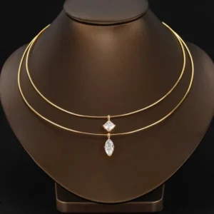 FEOBUR 3Carat Oval Cut Moissanite Pendants Collar Necklace 925 Sterling Silver Pear Solitaire Diamond Choker Women Jewelry Gift