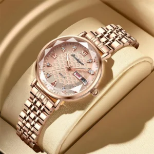POEDAGAR Women Watch New Fashion Luxury Stainless Steel Wristwatch Bracelet Simple Rose Gold Waterproof Luminous Ladies Watches